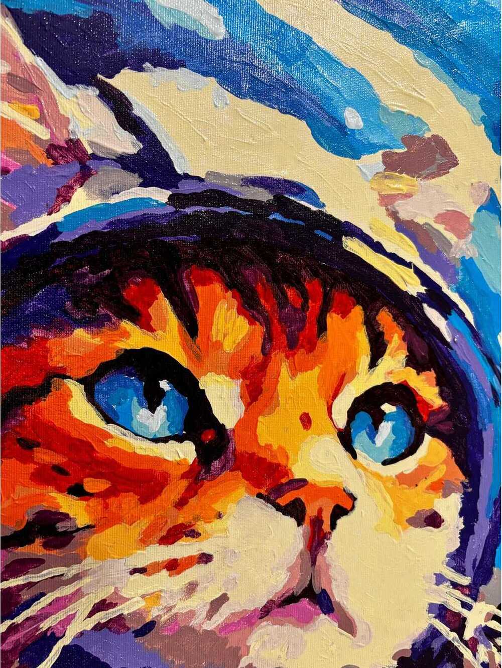 AstroCat completed paint by numbers colorful wall decor - Picture 2 of 6